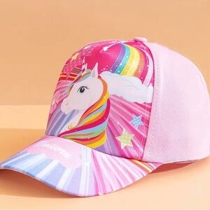 1-Girls Unicorn Baseball Cap Buckle Closure, Fitted Design